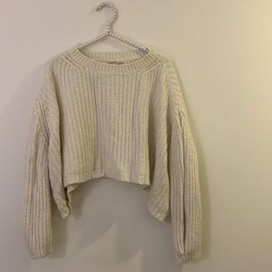 Free people/ Anthro- Cropped white sweater
